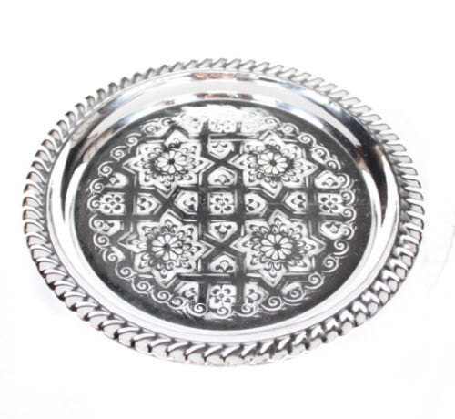 Marokkaans dienblad Fes groot – handgegraveerd aluminium, Ø 40 cm