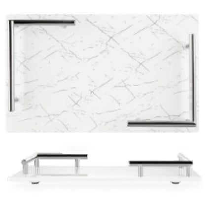 Melamine plateau - dienblad Marmer look  wit zilver 40x24cm
