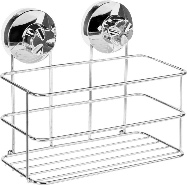 Doucherekje/badkamerrekje metaal met zuignappen 19 x 12 x 18 cm