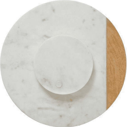 Draaiplateau - marmer & Hout - diameter 30,5 cm. Hoogte 4,5cm