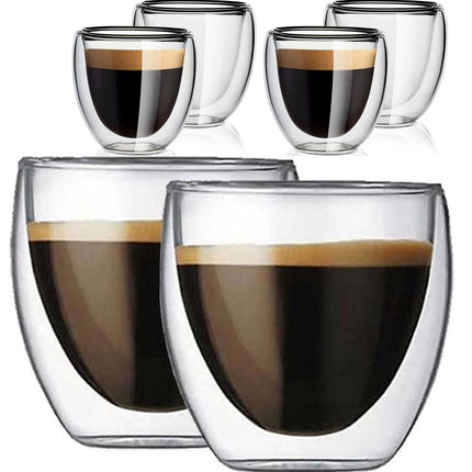 Espressoglas - Dubbelwandige koffieglazen - set van 6 stuks  100ml