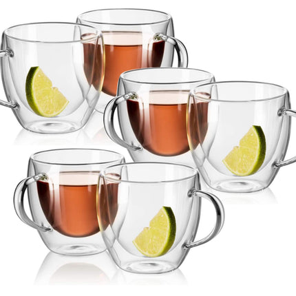 6 Dubbelwandige Glazen Met Oor - 250 ml