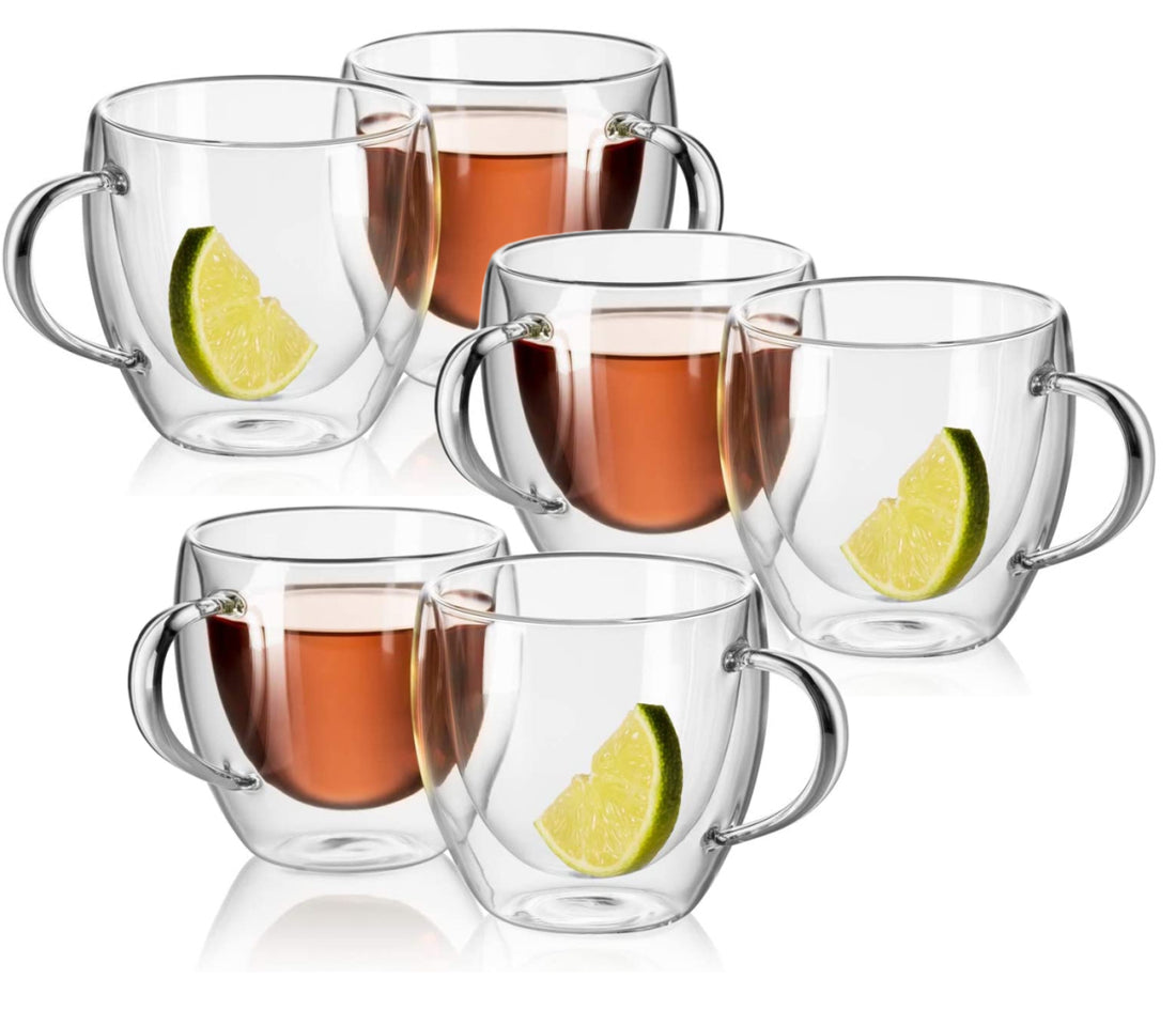 6 Verres double paroi avec anse - 250 ml