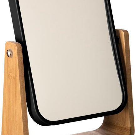 Dubbele make-up spiegel/scheerspiegel op voet 16 x 6 x 22 cm zwart - Badkamer scheerspiegels op standaard