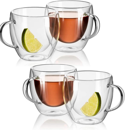 Dubbelwandige glazen met oortje -  set van 4 x 250 ml