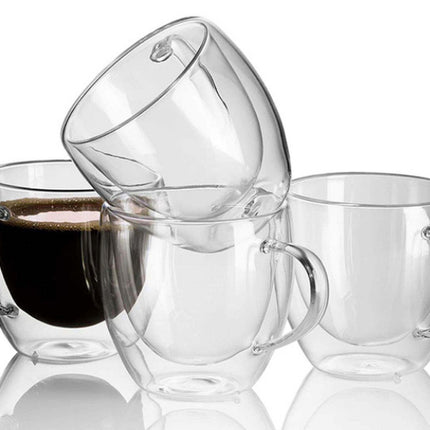 Dubbelwandige glazen met oortje -  set van 4 x 250 ml