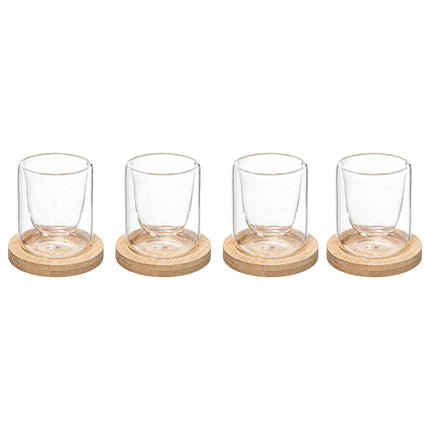 Dubbelwandige koffie/thee glazen - 4 stuks + onderzetters - Espressoglas - 80ML