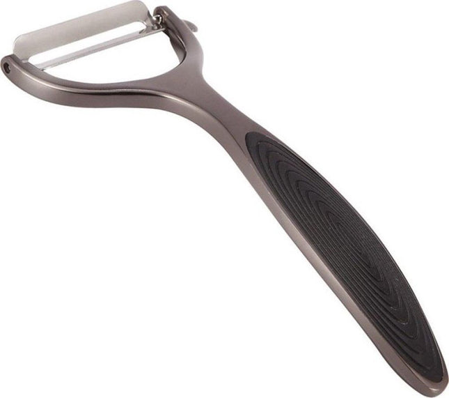 Dunschiller voor groenten en fruit met ergonomische antisliphandgreep en siliconen inzetstuk.