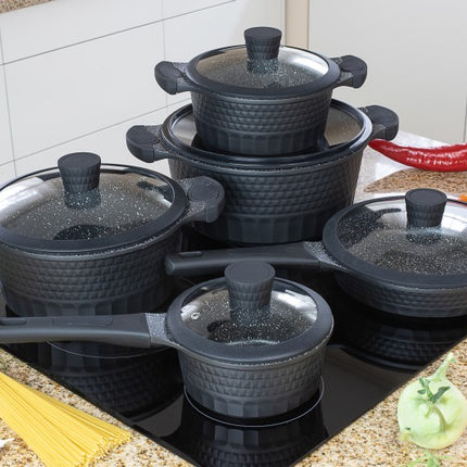 Edenberg Luxe10-Delige Keramische/Marmeren coating Pannenset