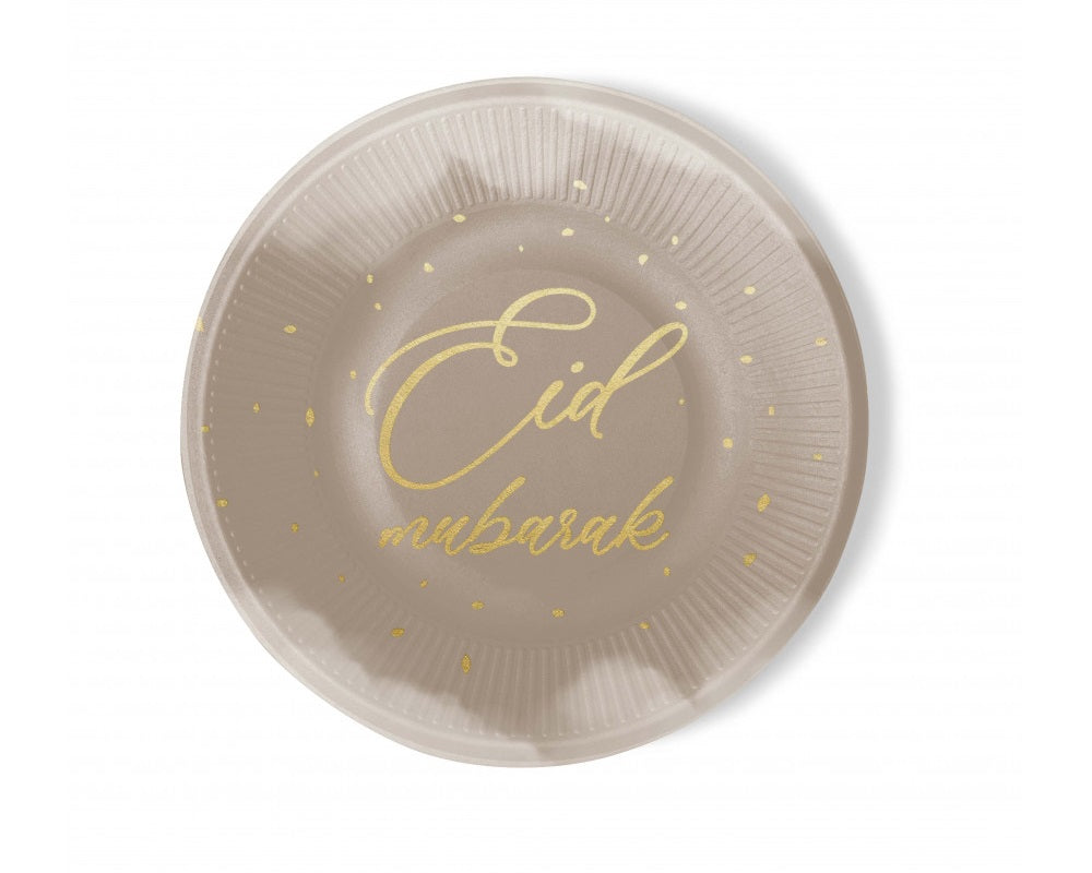 Assiettes Aïd Moubarak Taupe 6 pièces