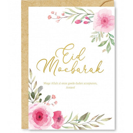 Eid Moebarak Wenskaart Bloemen