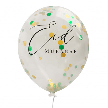 Eid mubarak ballonnen mintgroen Confetti (5 stuks)