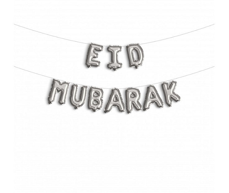 Ballon en aluminium Eid Mubarak argenté