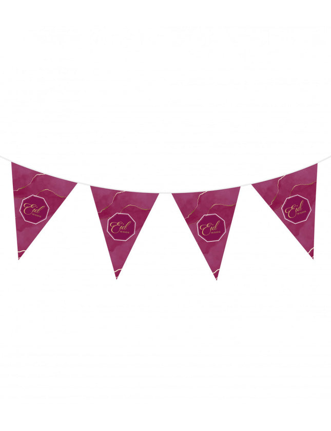 Eid mubarak vlaggen Bordeaux/Paars