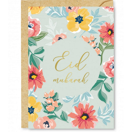 Eid Mubarak Wenskaart Bloemen