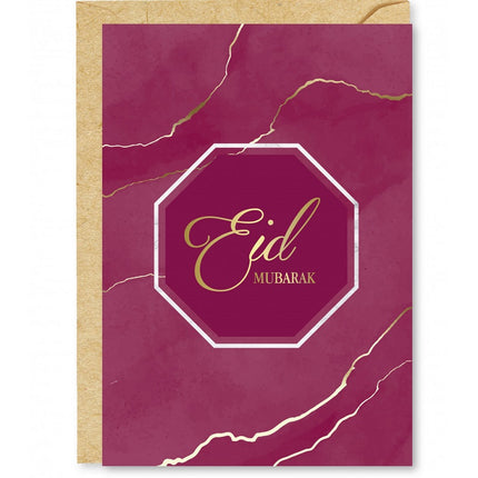Eid Mubarak Wenskaart Bordeaux/Paars