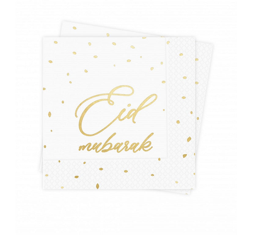 Eid Mubarak Servietten Weiß-Gold