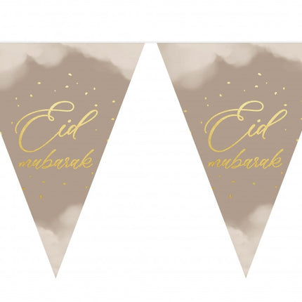 Eid Moubarak Vlaggen 5 meter Taupe