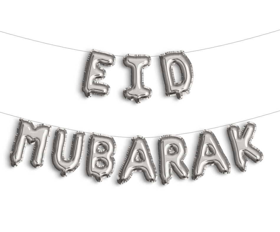 Ballon en aluminium Eid Mubarak argenté