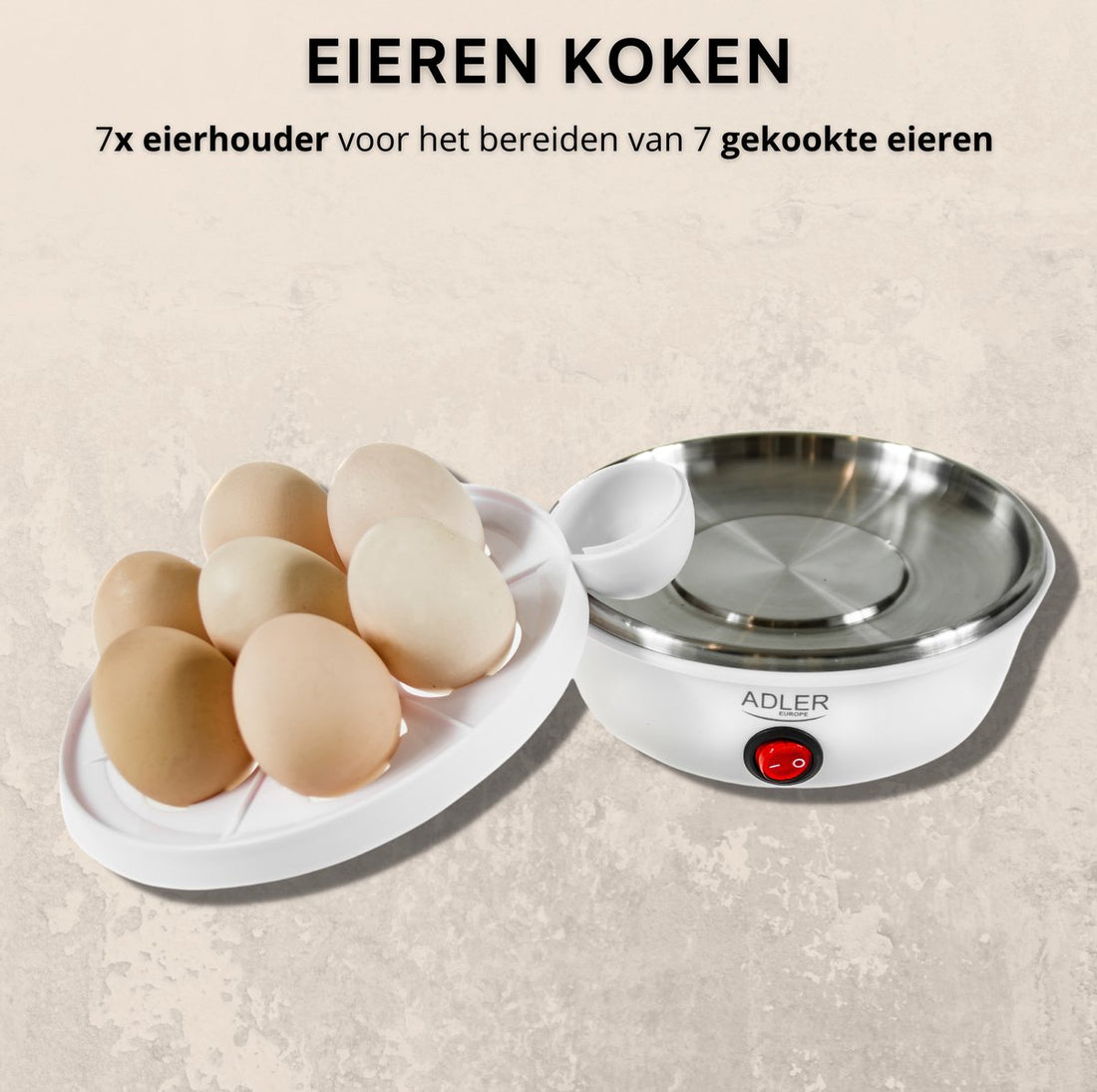 Egg cooker - Electric egg cooker - Suitable for 7 eggs - Stainless steel