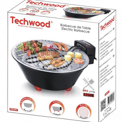 Techwood - Elektrische barbecue - Ø31 cm - Tafelbarbecue - compact en lichtgewicht