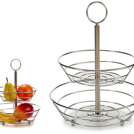Etagere mandjes 2 laags verchroomd