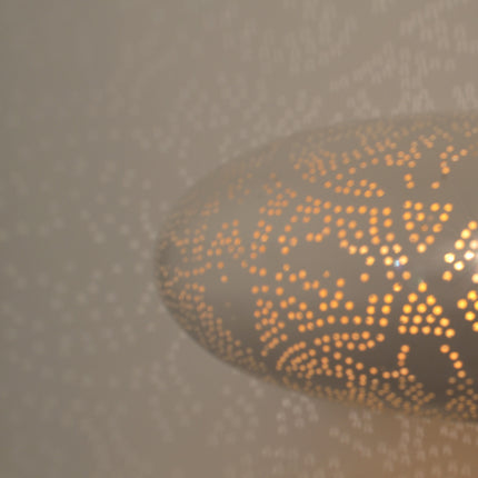 Oosterse filigrain hanglamp ufo wit-goud