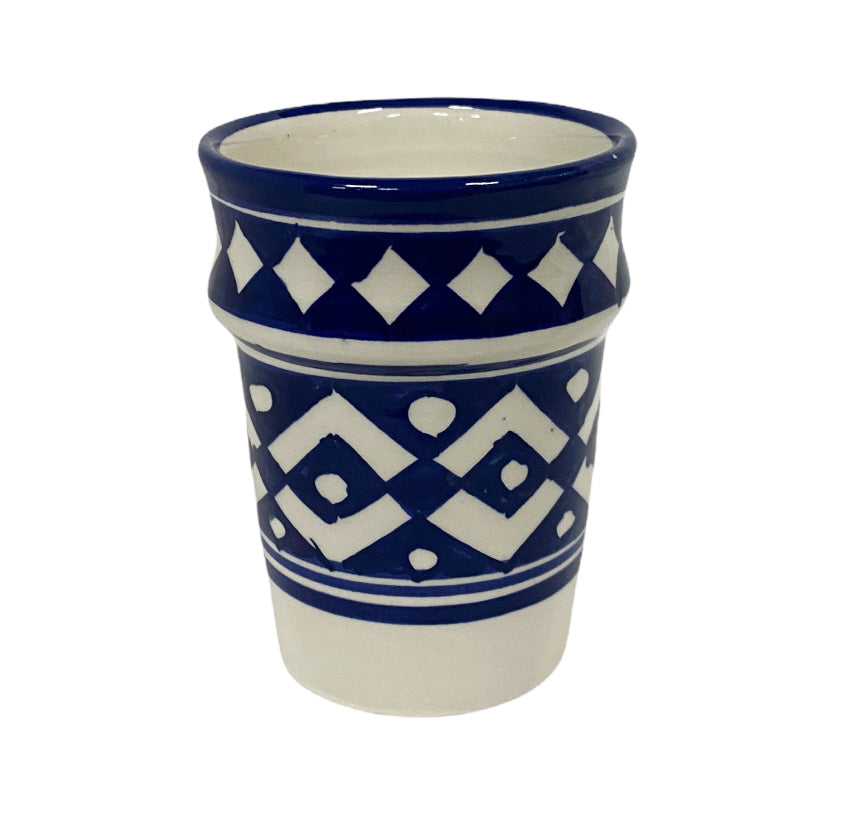 Tasses marocaines en céramique bleu et blanc lot de 4