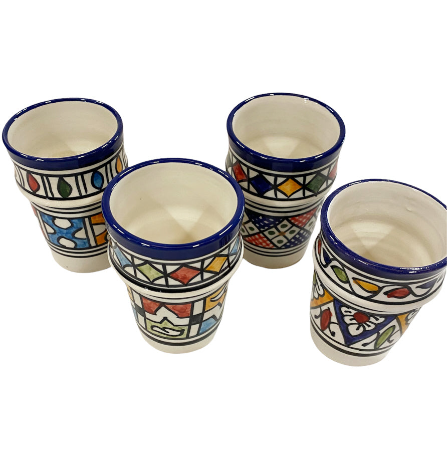 Tasses marocaines en céramique de Fès - lot de 4 Multicolore
