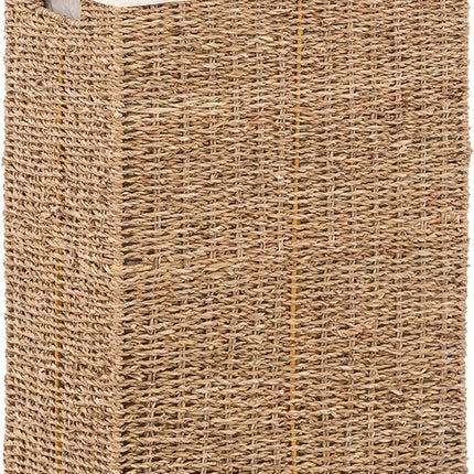 Wasmand - riet - met deksel - rechthoekig - 37 x 22 x 55 cm - 40 liter