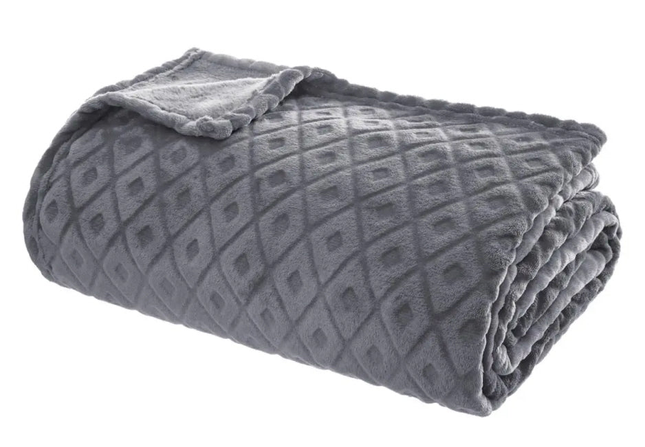 Dark Grey Plaid Throw with Checked Pattern – 180×230 XL