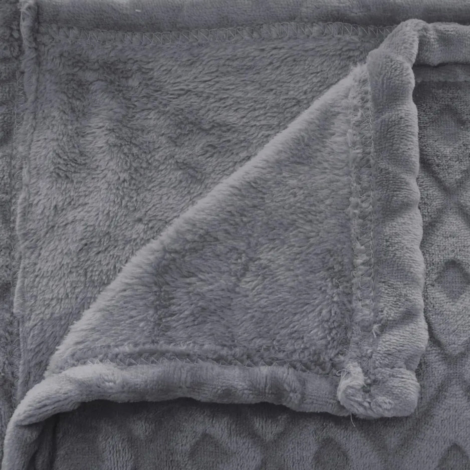 Dark Grey Plaid Throw with Checked Pattern – 180×230 XL