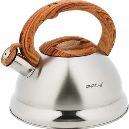 Fluitketel - 3 liter - RVS - bruin - met fluit