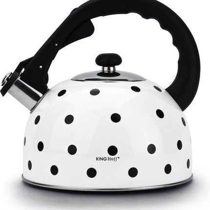 Fluitketel wit stippel - 2,6 liter