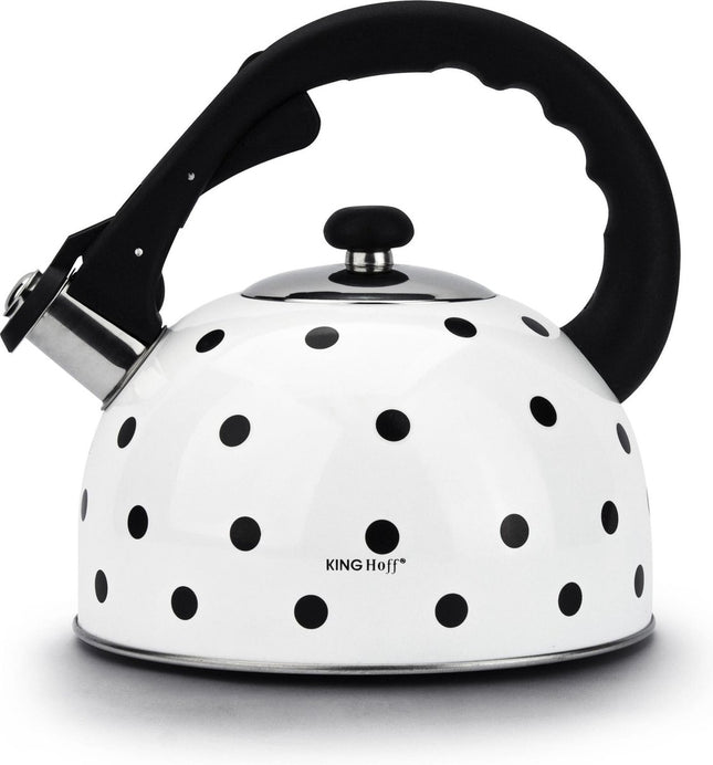 Fluitketel wit stippel - 2,6 liter