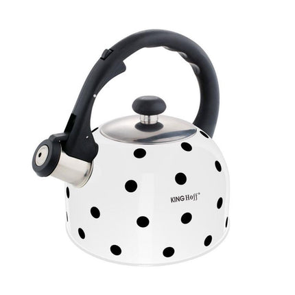 Fluitketel wit stippel - 2,6 liter
