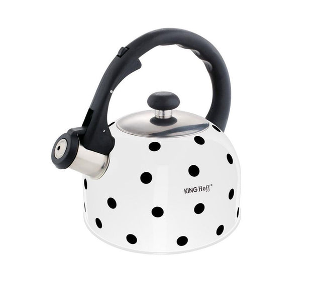 Fluitketel wit stippel - 2,6 liter