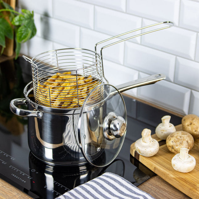 Kinghoff frietpan - 3,6L - rvs - alle warmtebronnen