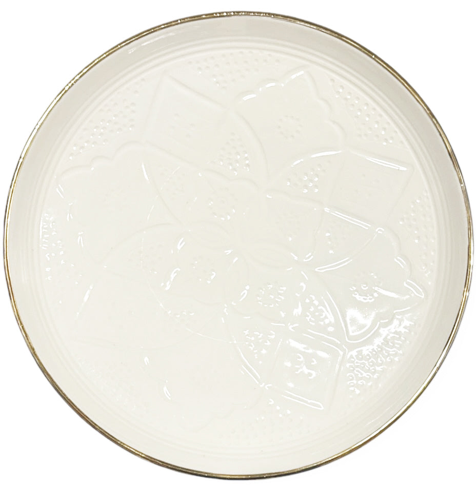 Pedestal dish - Cake stand Ø27 cm - White with 12-karat gold rim