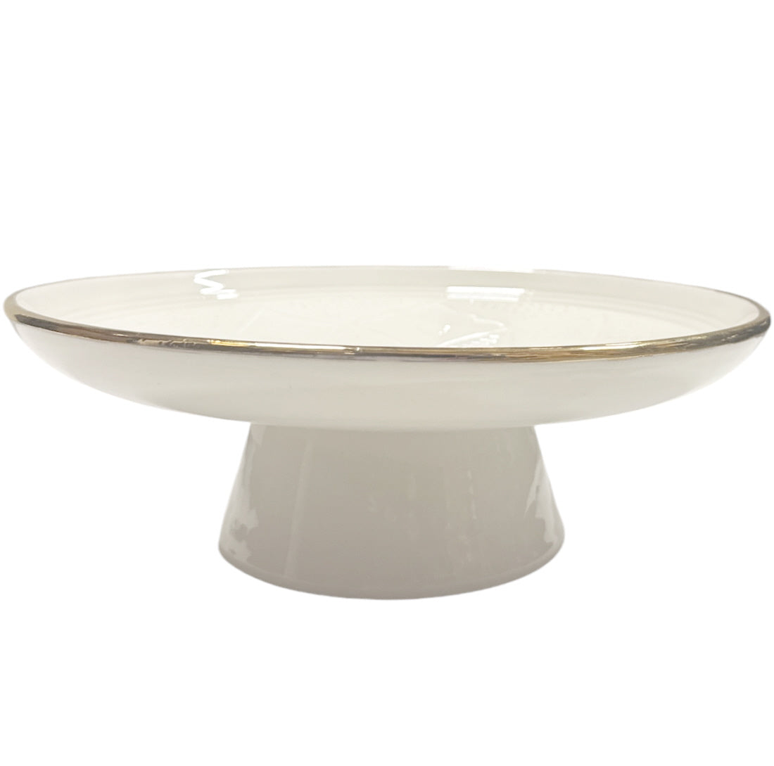Pedestal dish - Cake stand Ø27 cm - White with 12-karat gold rim