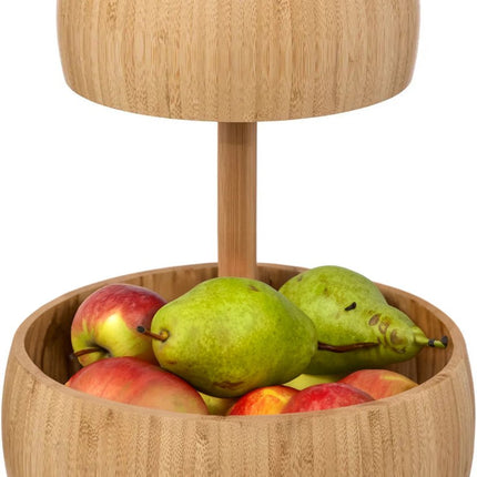 Fruitmand bamboe - 2 Laags - Fruitschaal - decoratieve schaal - 29 cm