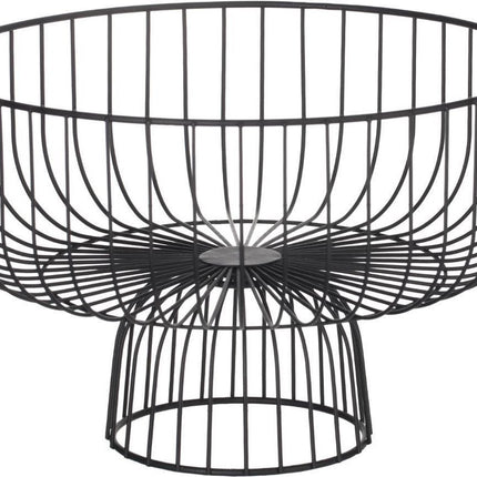Fruitmand rond op voet zwart metaal 28 cm