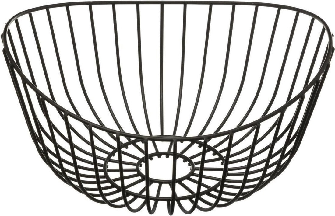 Corbeille à fruits - panier à fruits rond en métal noir 27 cm - Panier en fil métallique