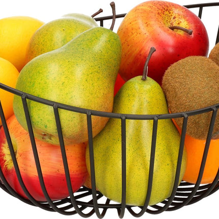 Fruitschaal - fruitmand rond zwart metaal 27 cm - Draadmand van metaal
