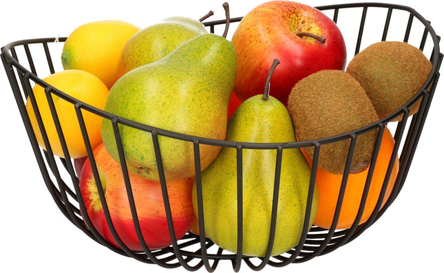 Fruitschaal - fruitmand rond zwart metaal 27 cm - Draadmand van metaal