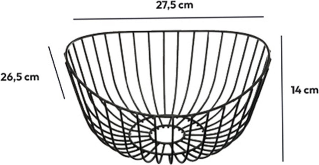 Corbeille à fruits - panier à fruits rond en métal noir 27 cm - Panier en fil métallique