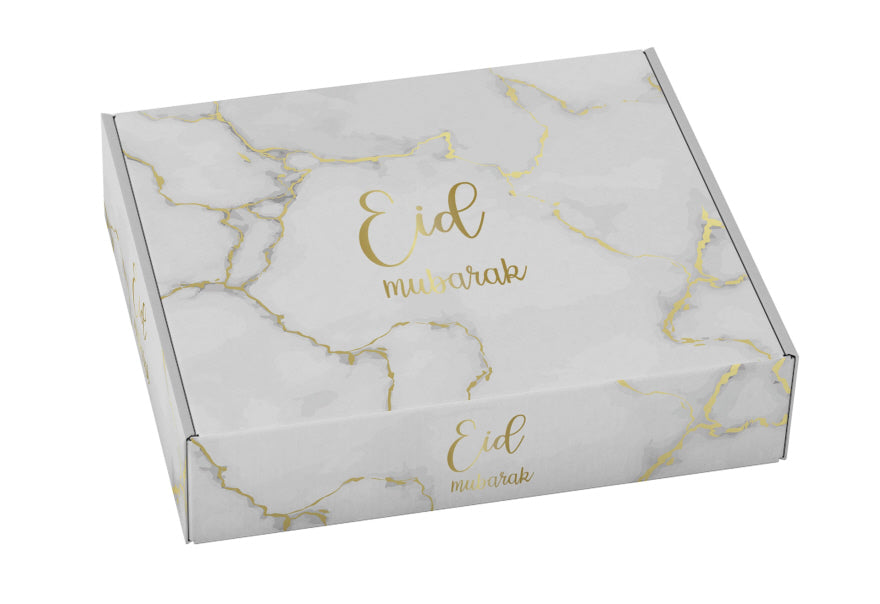 Boîte à pâtisserie Aïd moubarak marbre doré