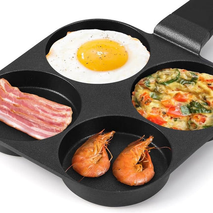 Gebakken ei-pan, pannenkoekenpan - 4 vakjes omelet Pan-Koekenpan - Ontbijt Maker - eierpan - Alle kookplaten