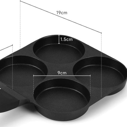 Gebakken ei-pan, pannenkoekenpan - 4 vakjes omelet Pan-Koekenpan - Ontbijt Maker - eierpan - Alle kookplaten