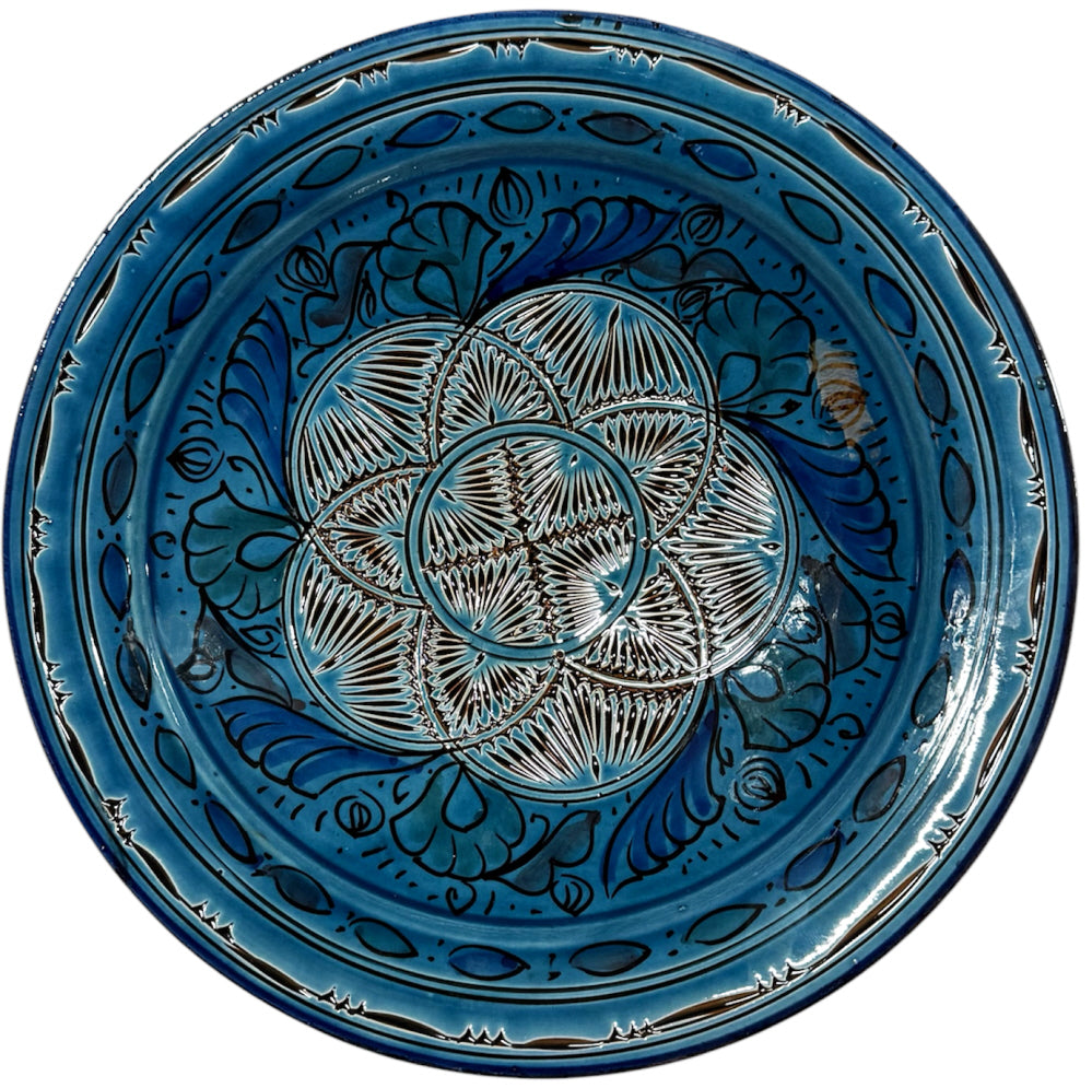 Moroccan engraved bowl blue